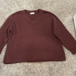 V-neck knit sweater